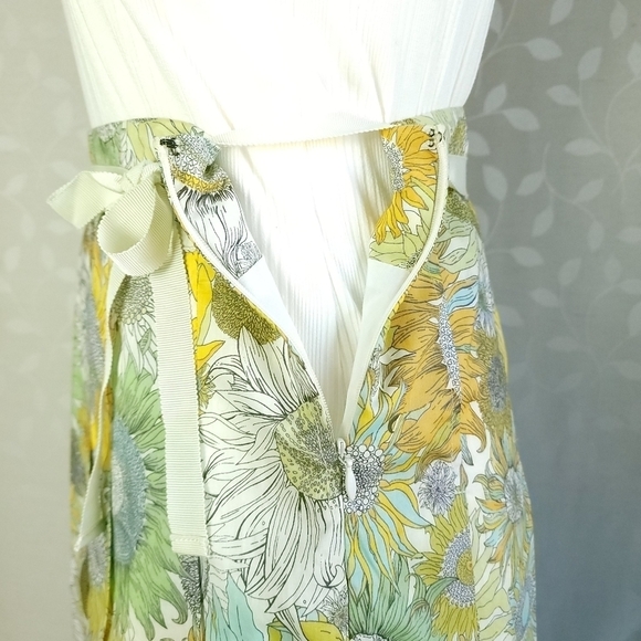 NEW J. Crew Sunflower Print Pleated Skirt Retro 60s Twee Floral Cotton Yellow 0 - Picture 12 of 16